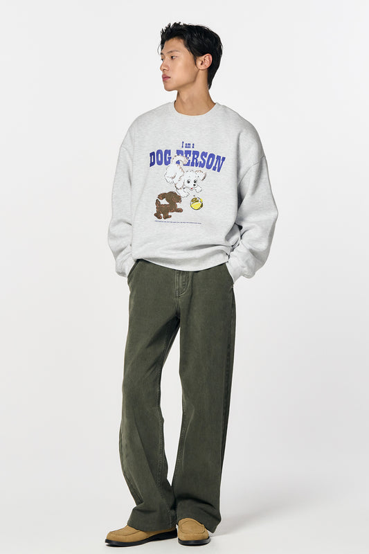 General Idea UNISEX Puppy Overfit Brushed Sweatshirt [White Melange]