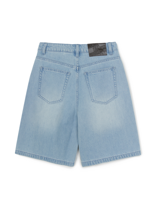 MLB Women's Basic Small Logo Summer Tencel 9in Denim Shorts