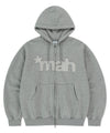 Mahagrid mah CUT OFF APPLIQUE ZIP-UP HOODIE