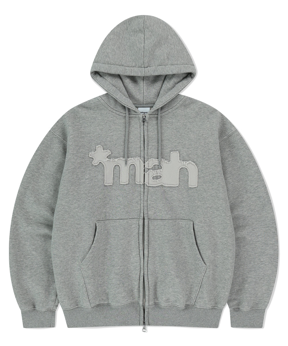 Mahagrid mah CUT OFF APPLIQUE ZIP-UP HOODIE