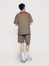 ADLV Script Embossing Chain Needlework Short Sleeve T-Shirt