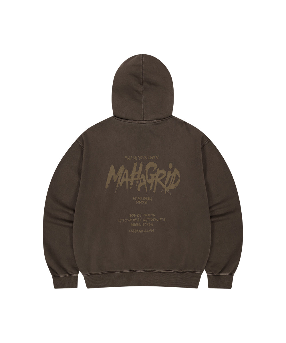Mahagrid Slash Logo Pigment Zip Up Hoodie