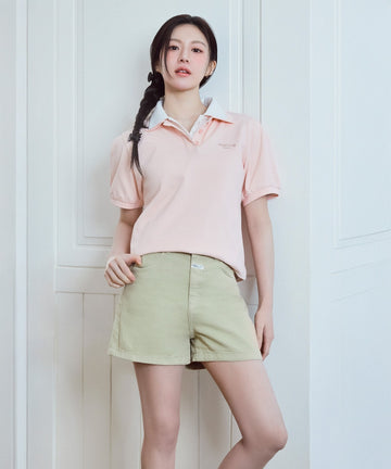 Marithé François Girbaud Women's Colored Denim Shorts Khaki Beige
