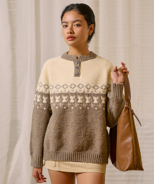 Bitter Cells Cherish Cat Sweater-Mocha