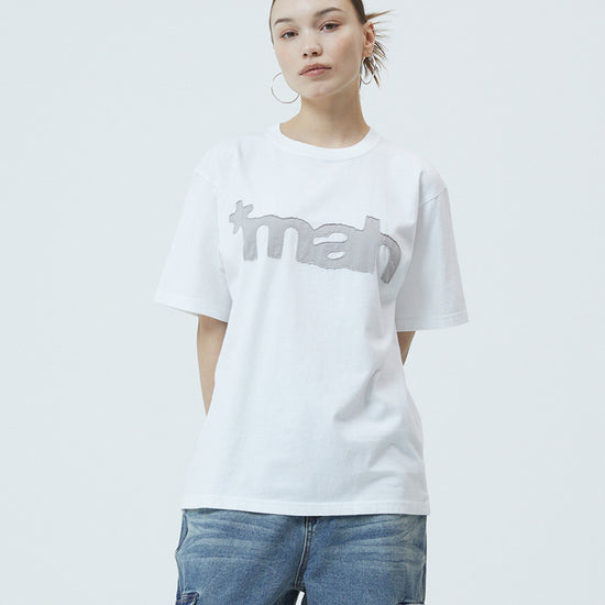 Mahagrid Mahagrid Cut Off Applique Tee in White