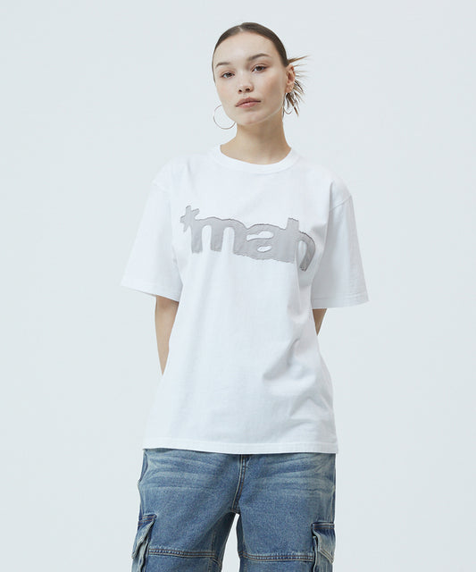 Mahagrid Mahagrid Cut Off Applique Tee in White