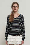 General Idea WOMAN Mix Stripe V-Neck Pullover