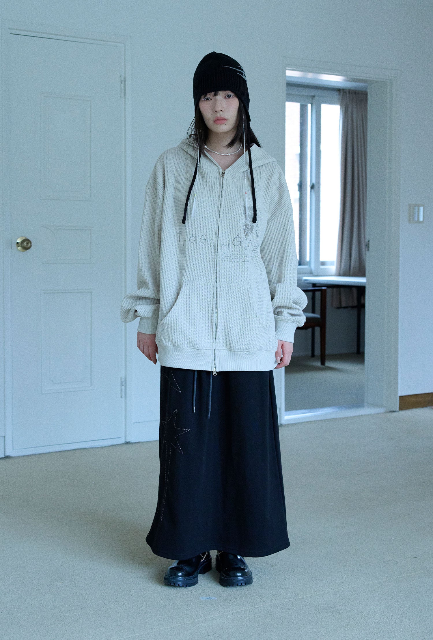 Nice Ghost Club The Girl Gang Waffle Hoodie Zip-Up