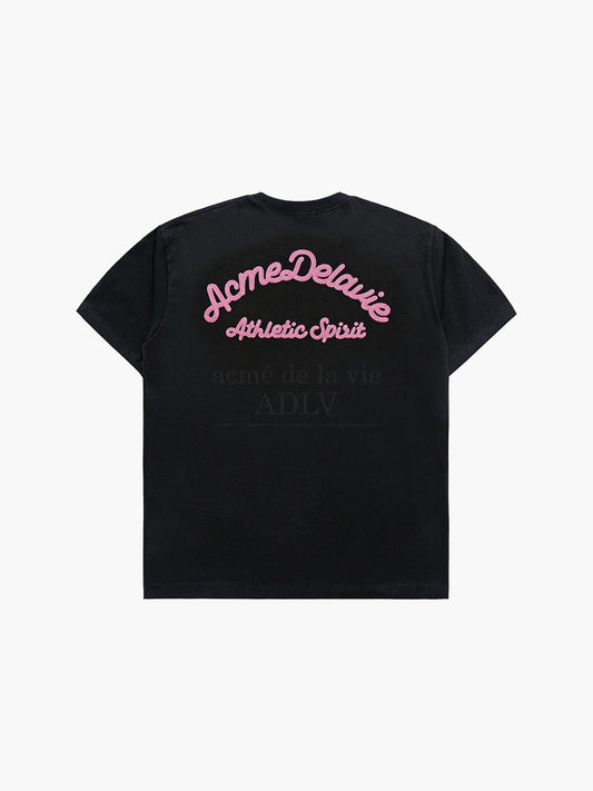 ADLV Script Embossing Chain Needlework Short Sleeve T-Shirt