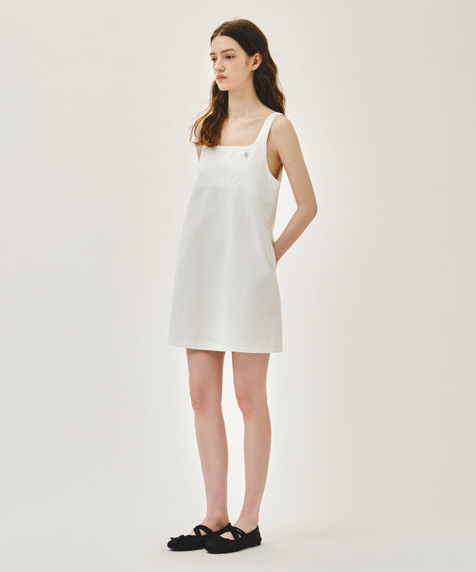 Marithé François Girbaud W DENIM SLEEVELESS DRESS off white
