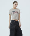 Mahagrid Washed Flag Crop Tee in Beige