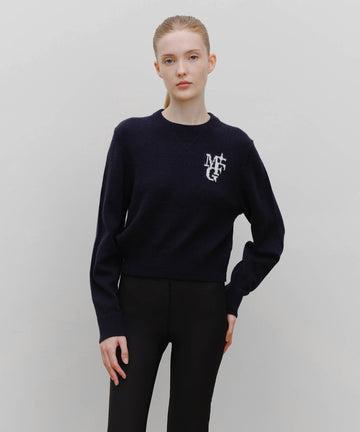 Marithé François Girbaud Marithé Sport Logo Crop Pullover in Navy