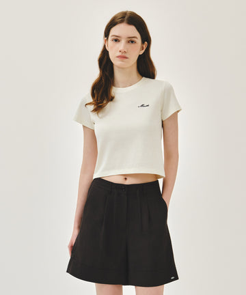 Marithé François Girbaud W SMALL LETTERING SLIM CROP TEE