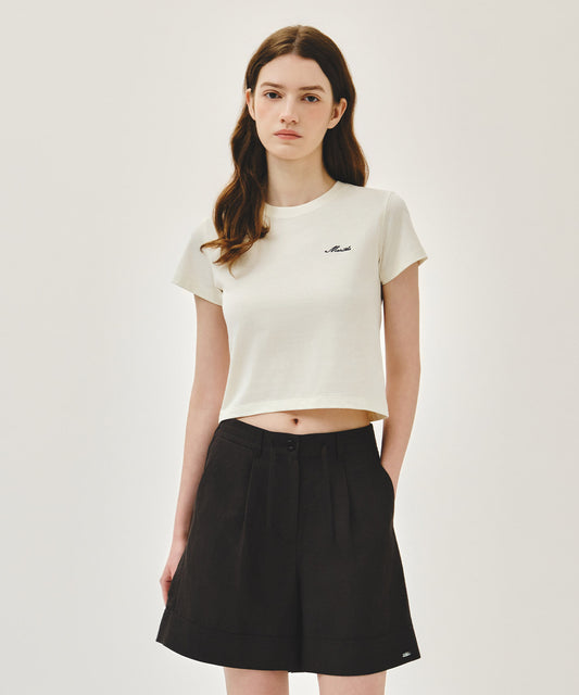 Marithé François Girbaud W SMALL LETTERING SLIM CROP TEE