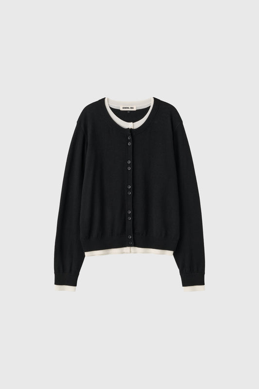General Idea WOMAN Double Layered Crew Neck Cardigan
