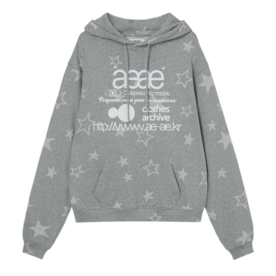AEAE WEB LOGO STAR LOOSE HOODIE [GREY]