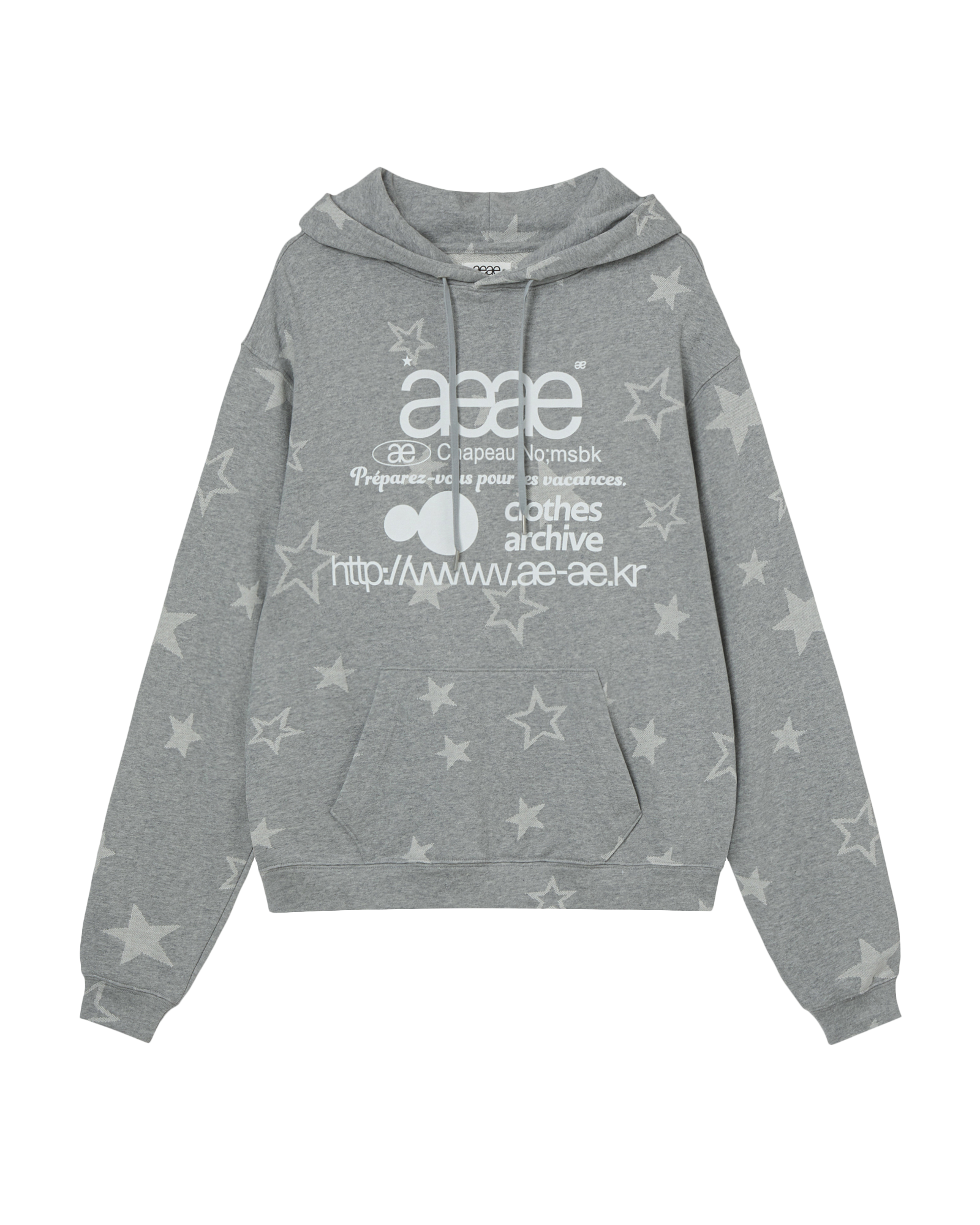 AEAE WEB LOGO STAR LOOSE HOODIE [GREY]