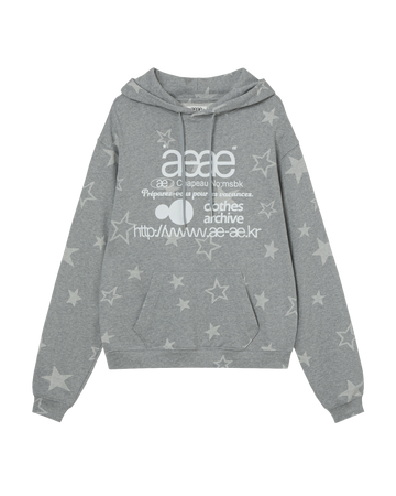 AEAE WEB LOGO STAR LOOSE HOODIE [GREY]