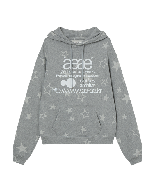 AEAE WEB LOGO STAR LOOSE HOODIE [GREY]