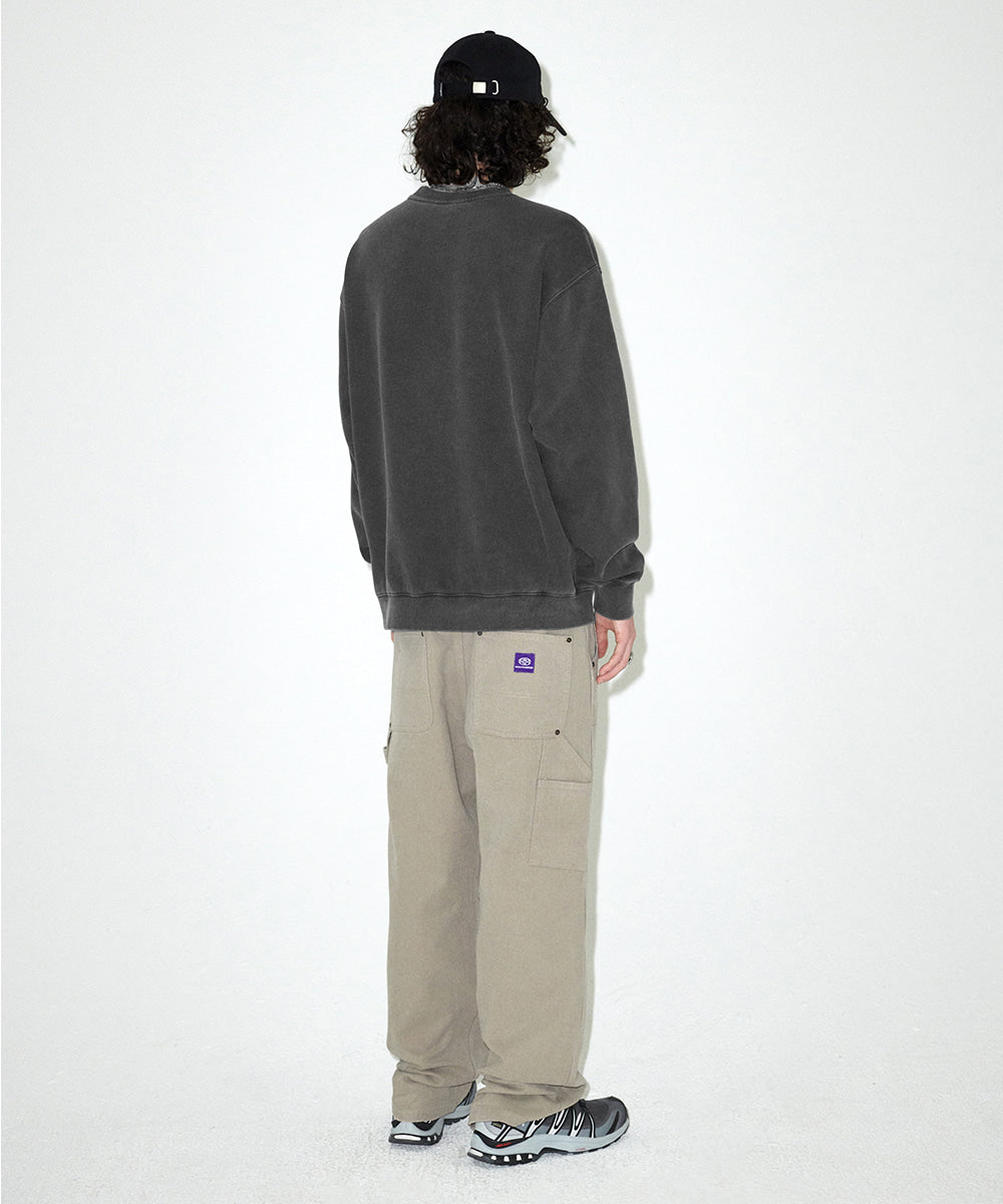 Mahagrid GRUNGE SLOGAN PIGMENT SWEATSHIRT [CHARCOAL]