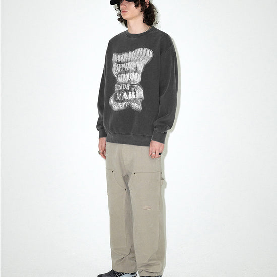Mahagrid GRUNGE SLOGAN PIGMENT SWEATSHIRT [CHARCOAL]