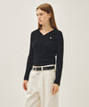 Marithé François Girbaud W V-NECK CROCHET KNIT CARDIGAN black