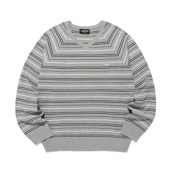 Nice Ghost Club Multi Stripe 3 Star V Neck Knit