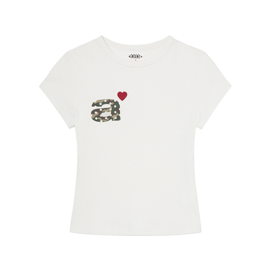 AEAE 6/4 Pre-order Delivery - Dot Small Letter Tee in White/Camo