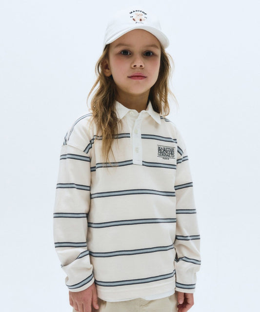 Marithé François Girbaud Kids Collar Stripe Long Sleeve