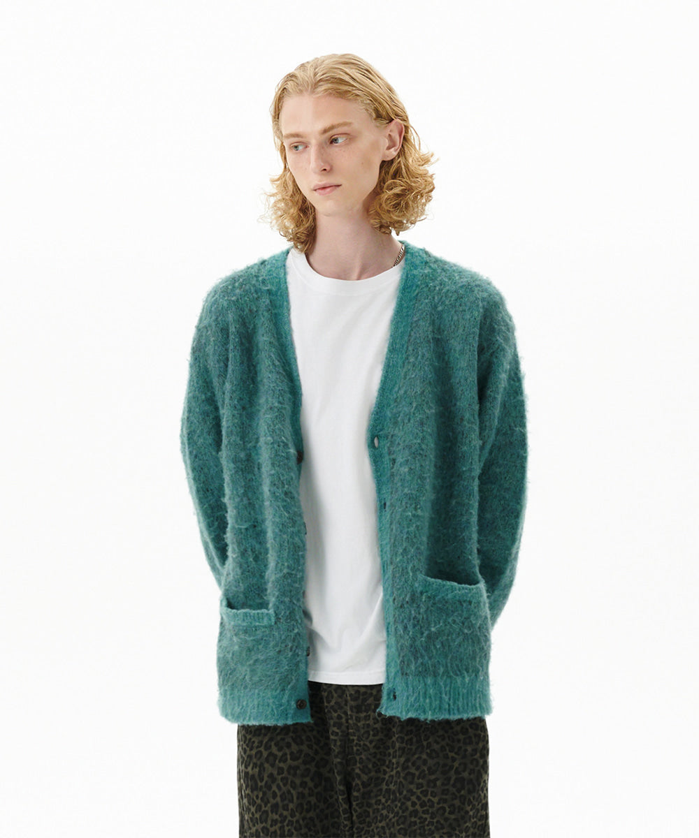Mahagrid Mixed Hairy Knit Cardigan