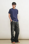General Idea Unisex Hand-Knit Layered T-Shirt [Navy]
