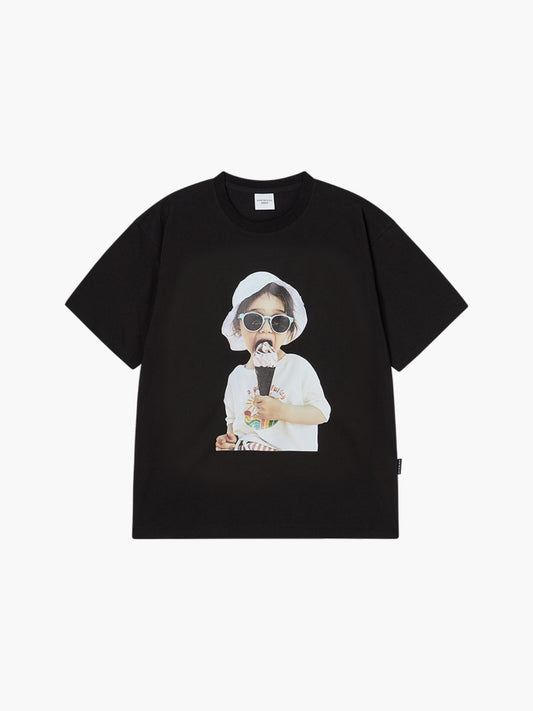 ADLV Baby Face Ice Cream Girl Sleeve T-Shirt