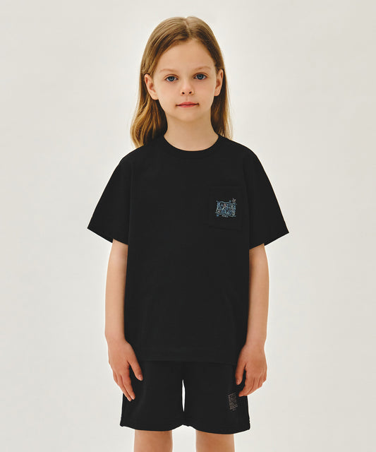 Marithé François Girbaud Kids Doodle Classic Logo Pocket Point Tee Black
