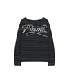 Mahagrid Stripe Present One Shoulder Long Sleeve Tee in Charcoal