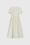 General Idea Woman Stripe V-Neck Puff Long Dress