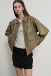 General Idea WOMAN Faux Leather Pocket Blouson Jacket