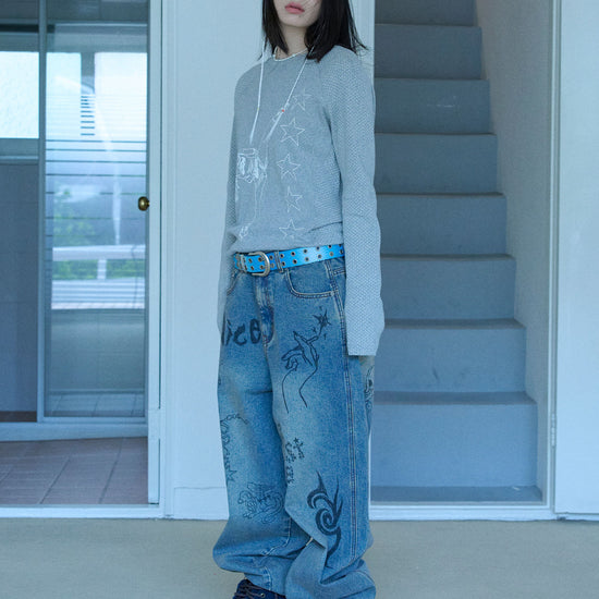 Nice Ghost Club Girl Gang Star Slim Long Sleeve Tee [Grey]
