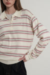 General Idea WOMAN Multi Stripe Loose Collar Knit