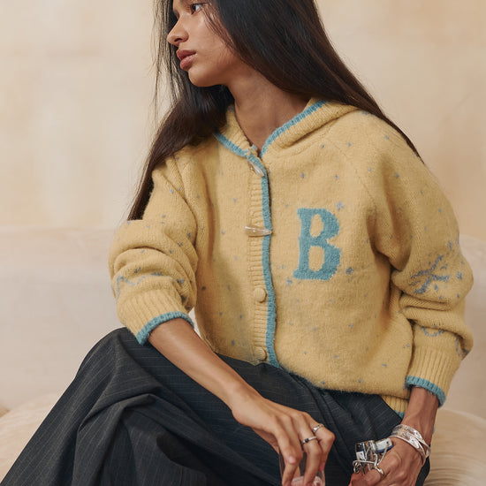 Bitter Cells Snowy Hood Cardigan-Butter