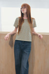 General Idea WOMAN Colour-Block Stripe Short Sleeve T-Shirt [WHITE]