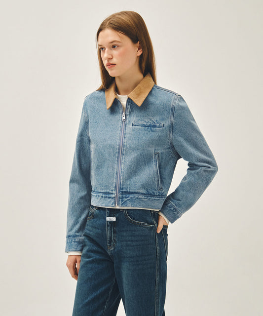 Marithé François Girbaud W CROP DENIM BLOUSON JACKET