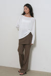 General Idea WOMAN Sheer Boucle Boat Neck Pullover [WHITE]