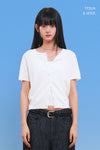 General Idea WOMAN Temperature Cut Crew Neck Half Cardigan