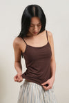 General Idea WOMAN Cap-Lined Backless Sleeveless Top [BROWN]