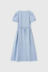 General Idea Woman Stripe V-Neck Puff Long Dress