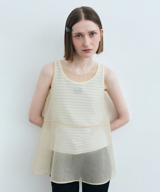 Marithé François Girbaud Women's Sheer Sleeveless Top in Light Beige