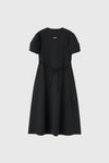 General Idea WOMAN V-Neck Puff Long Dress [BLACK]