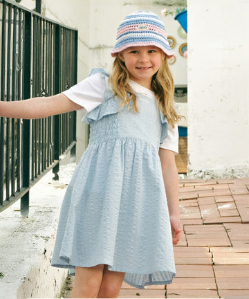 Marithé François Girbaud ENFANT FRILL SLEEVELESS ONEPIECE light blue
