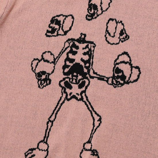 Nice Ghost Club Juggling Skeletons Half Knit Zip Up Polo [Pink]