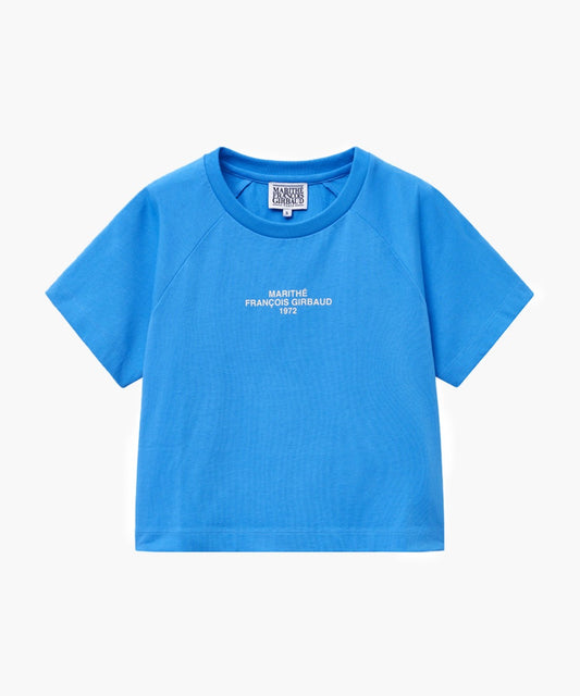 Marithé François Girbaud W Lettering Logo Crop Tee Vintage Blue